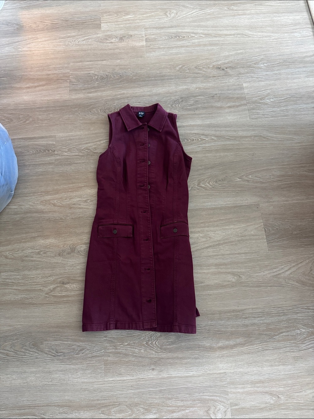 GAP Sleeveless Button-Front Wine Mini Dress